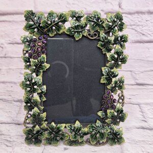 Vintage Twos Company Austrian Photo Frame Grape Leaves Garland Crystal 3in x 5in
